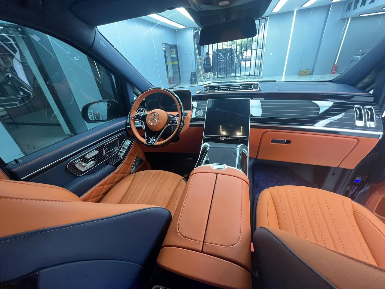 Mercedes-Maybach GLS interior dashboard with tan leather