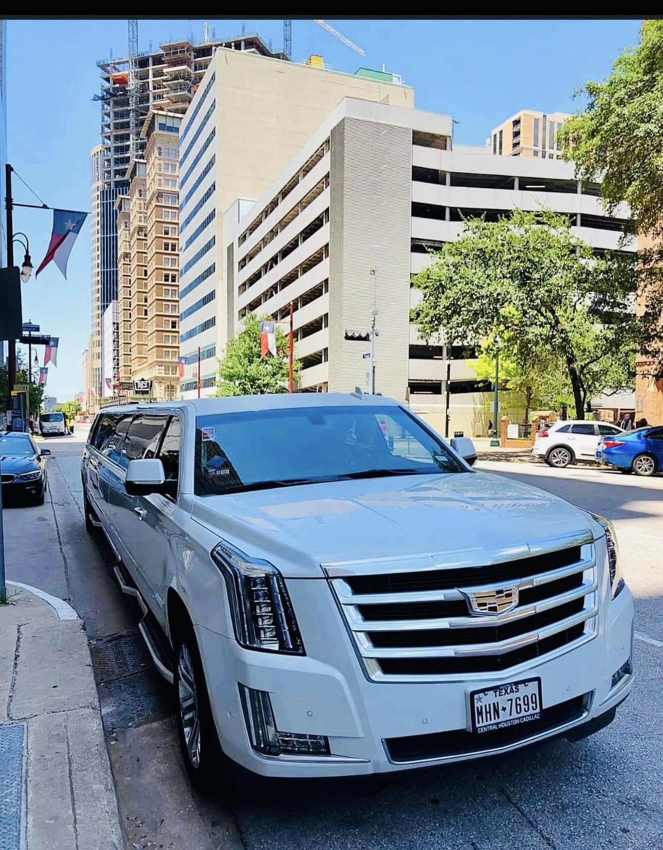 White stretch limousine